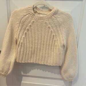 Zara Cream Knit Crew Neck Sweater